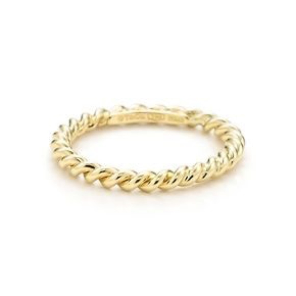 Authentic Tiffany & Co. gold twist rope ring